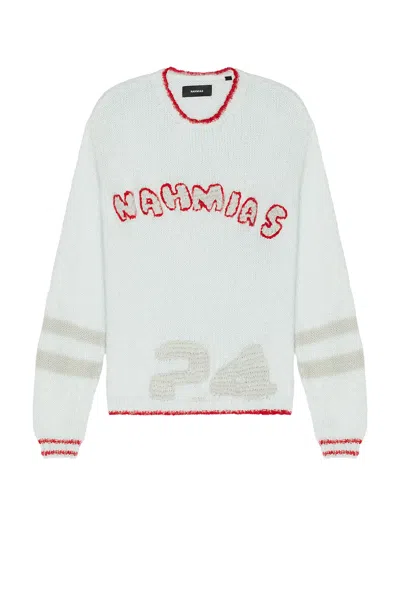 Nahmias Graduation Knit Boxy Crew Neck Sweatshirt In Steel Blue