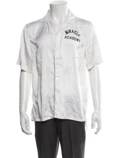 Pre-owned Nahmias Graphic Print Collar Polo Shirt In White