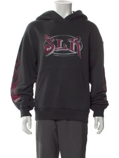 Pre-owned Nahmias Graphic Print Crew Neck Hoodie In Gray