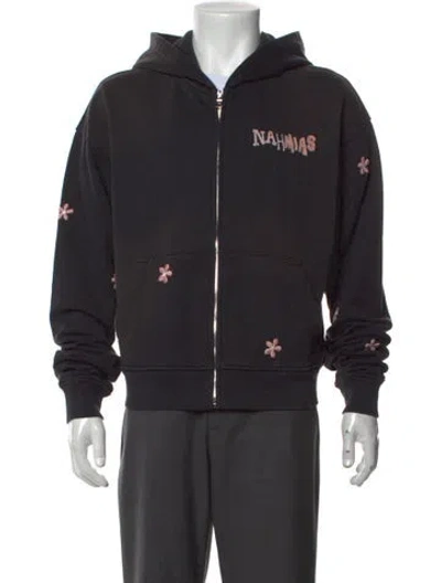 Pre-owned Nahmias Graphic Print Crew Neck Hoodie W/ Tags In Black