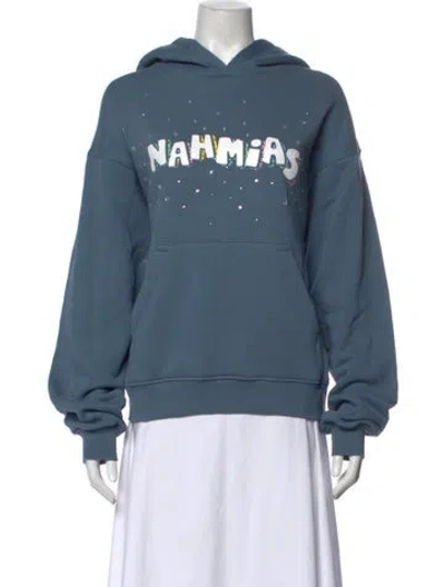 Pre-owned Nahmias Graphic Print Crew Neck Hoodie W/ Tags In Blue