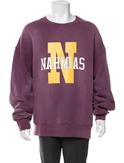 Pre-owned Nahmias Graphic Print Crew Neck Sweatshirt In Purple