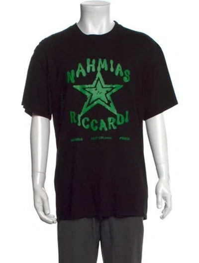 Pre-owned Nahmias Graphic Print Crew Neck T-shirt In Black