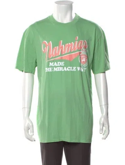 Pre-owned Nahmias Graphic Print Crew Neck T-shirt W/ Tags In Green