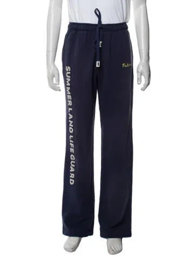 Pre-owned Nahmias Graphic Print Embroidered Accent Lounge Bottoms W/ Tags In Blue