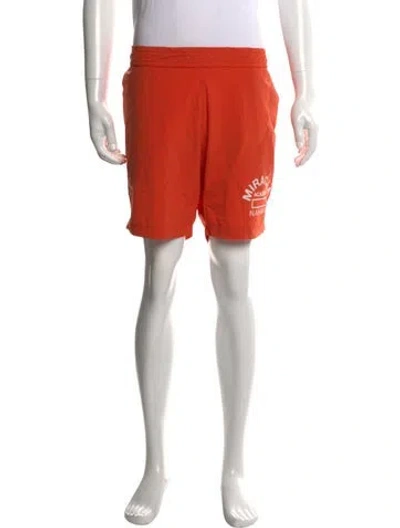 Pre-owned Nahmias Graphic Print Jogger Shorts In Orange