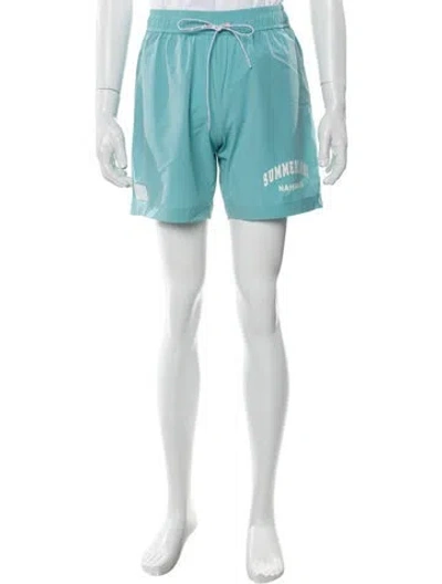 Pre-owned Nahmias Graphic Print Swim Trunks W/ Tags In Blue