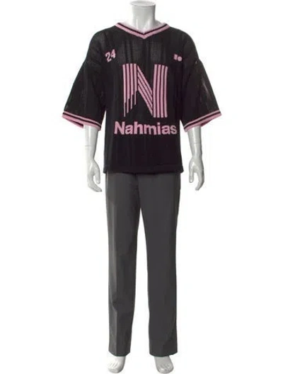 Pre-owned Nahmias Graphic Print V-neck T-shirt W/ Tags In Black