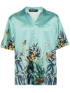 NAHMIAS GREEN BOTANICAL PRINTED SATIN SHIRT - MEN'S - SILK/ELASTANE