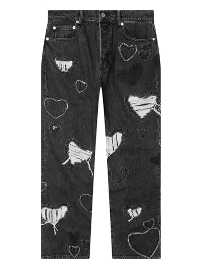 Nahmias Heart-patchwork Jeans In Black