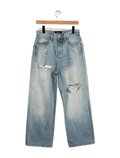 Pre-owned Nahmias High-rise Straight Leg Jeans In Blue