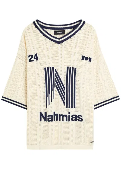 Nahmias Intarsia Open-knit Cotton Shirt In Neutral
