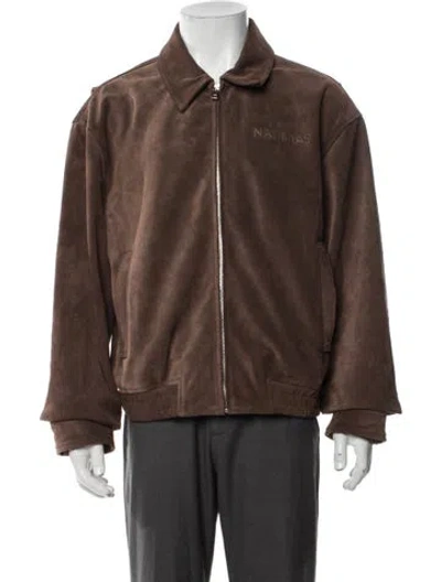 Pre-owned Nahmias Leather Bomber Jacket W/ Tags In Brown