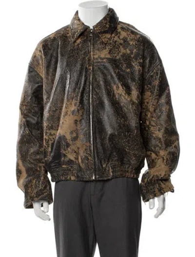 Pre-owned Nahmias Leather Printed Jacket W/ Tags In Brown