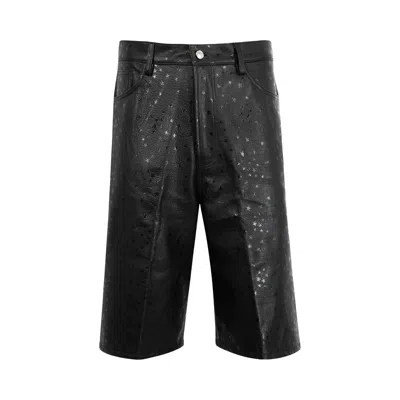 Pre-owned Nahmias Leather Star Baggy Carpenter Shorts 'black' | Men's Size 34