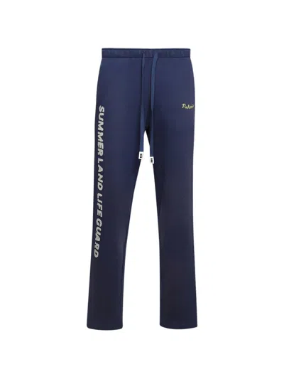 Nahmias Mens Worn Navy Life Guard Wide-leg Cotton Jogging Bottoms In Multi