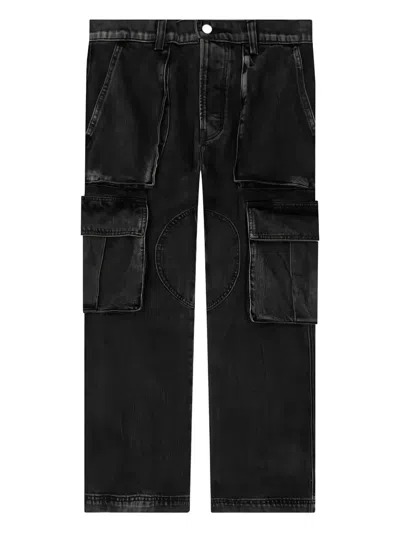 Nahmias Logo-patch Cargo-pockets Jeans In Black
