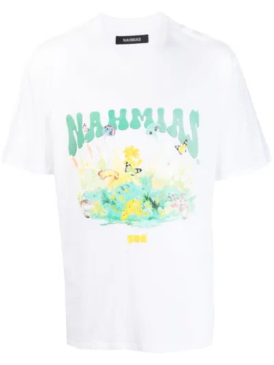 Nahmias Logo-print Cotton T-shirt In White