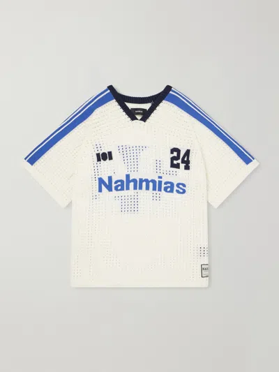Nahmias 24 Oversize Cotton Pointelle V-neck Soccer Jersey In White