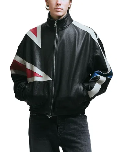 Nahmias Loose Fit Mvp Leather Bomber Jacket In Black