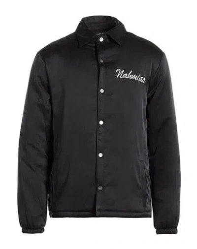 Nahmias Man Jacket Black Size M Silk, Elastane