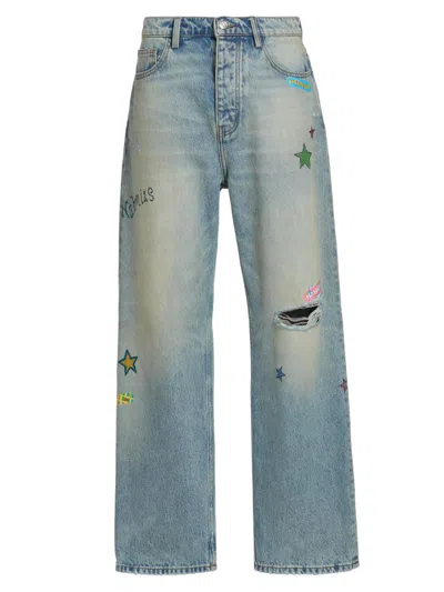 Nahmias Men's Bandage Baggy Straight Jeans In Brown