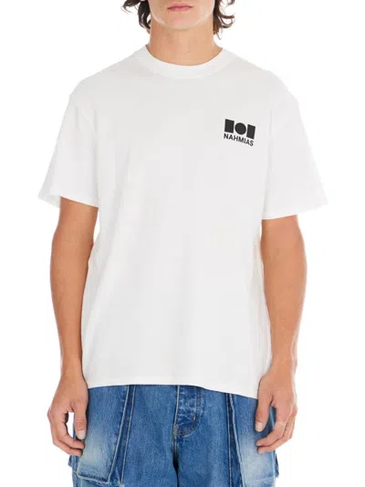 Nahmias Men's Logo Crewneck T-shirt In White