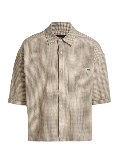 Nahmias Men's Plaid Cropped Shirt In Sand
