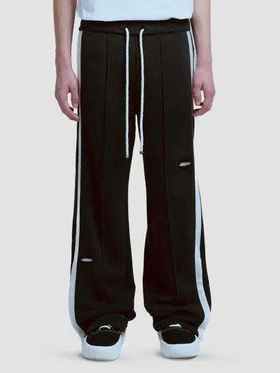 Nahmias Men's Repaired Cotton Wide-leg Track Pants In Black