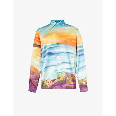 NAHMIAS NAHMIAS MEN'S RINCON SUNSET RINCON SUNSET GRAPHIC-PRINT REGULAR-FIT STRETCH-SILK SHIRT