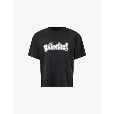 Nahmias Mens Black Boardwalk Logo-print Boxy Cotton-jersey T-shirt