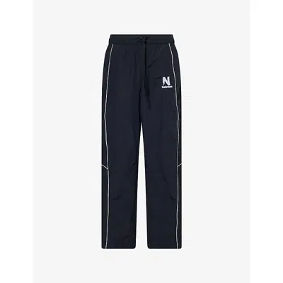 Nahmias Mens Black Nylon Warm Up Baggy-fit Cotton-blend Bottoms