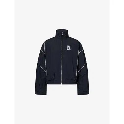 Nahmias Mens Black Nylon Warm Up Boxy-fit Cotton-blend Jacket In Blue