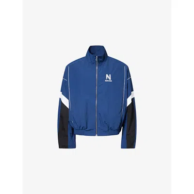 Nahmias Mens Cobalt Blue Warm Up High-neck Woven Track Jacket Xl