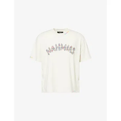 Nahmias Mens Egg White Dusty Rainbow Logo-embroidered Cotton-jersey T-shirt