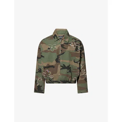 Nahmias Mens Embellished Camouflage Cotton Jacket