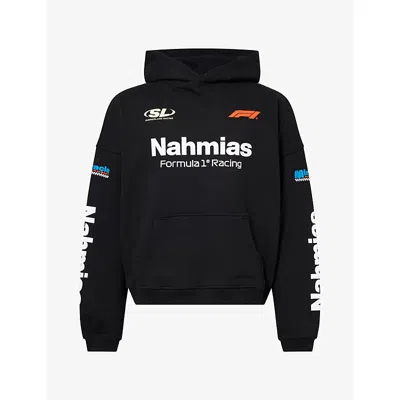 Nahmias Mens F1 Brand-print Cotton Hoody Black Xl