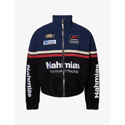 Nahmias Mens F1 Racing Leather Jacket Black Multi