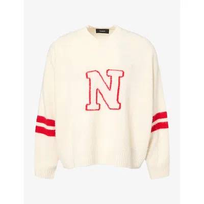 Nahmias Mens  Collegiate Oversized Brushed-wool Jumper In Neutral