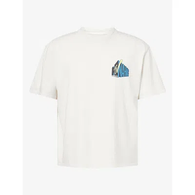 Nahmias Mens  Tv Logo-print Boxy Cotton T-shirt In White