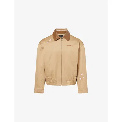 Nahmias Mens  Workwear Embroidered Cotton Jacket In Brown