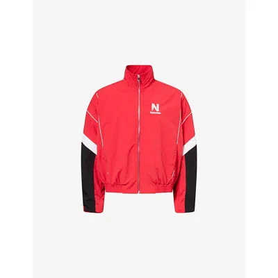 Nahmias Mens Red Logo-embroidery Nylon Track Jacket