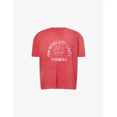 Nahmias Mens Ruby Summerland Graphic-print Cotton T-shirt In Red