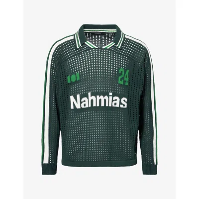Nahmias Mens Seaweed Brand-motif Long-sleeve Cotton Football Top In Green