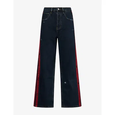 Nahmias Mens Waxed Distressed Denim Jeans Black