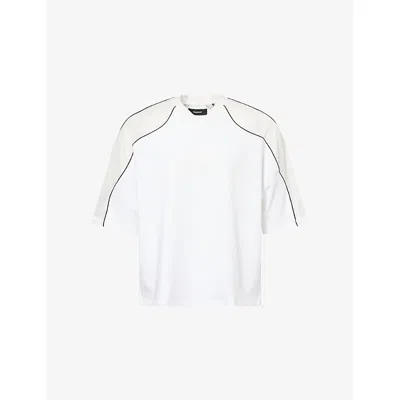 Nahmias Mens White Ollie Perforated-sleeve Cotton-jersey T-shirt