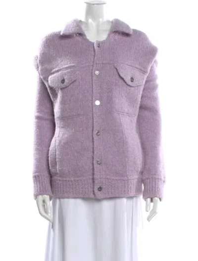 Pre-owned Nahmias Merino Wool Crew Neck Sweater In Purple