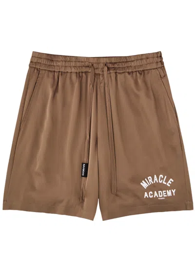 Nahmias Miracle Academy Stretch-silk Satin Shorts In Brown