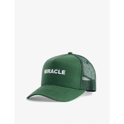 Nahmias Mens Forest Green Miracle Logo-print Cotton-blend Trucker Cap