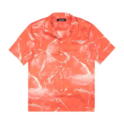 Pre-owned Nahmias Miracle Tie Dye Silk Button Down Shirt 'red'